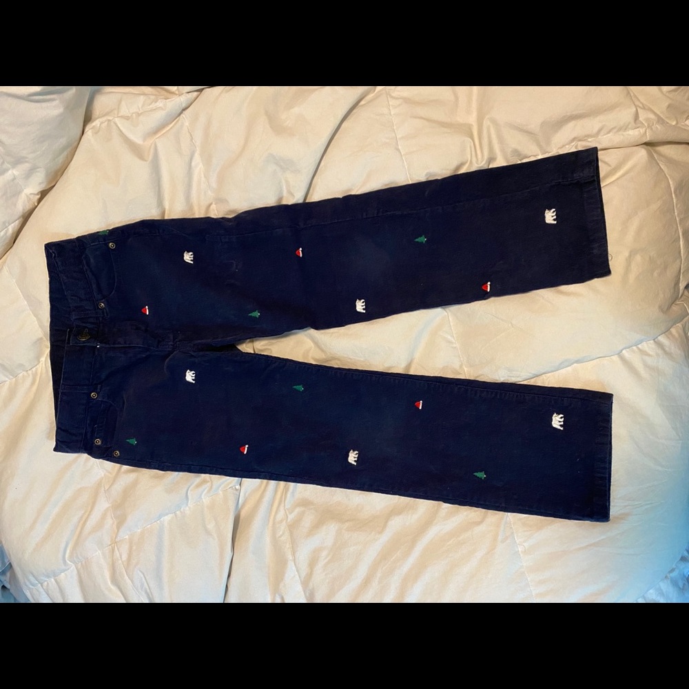 Holiday embroidered corduroys
